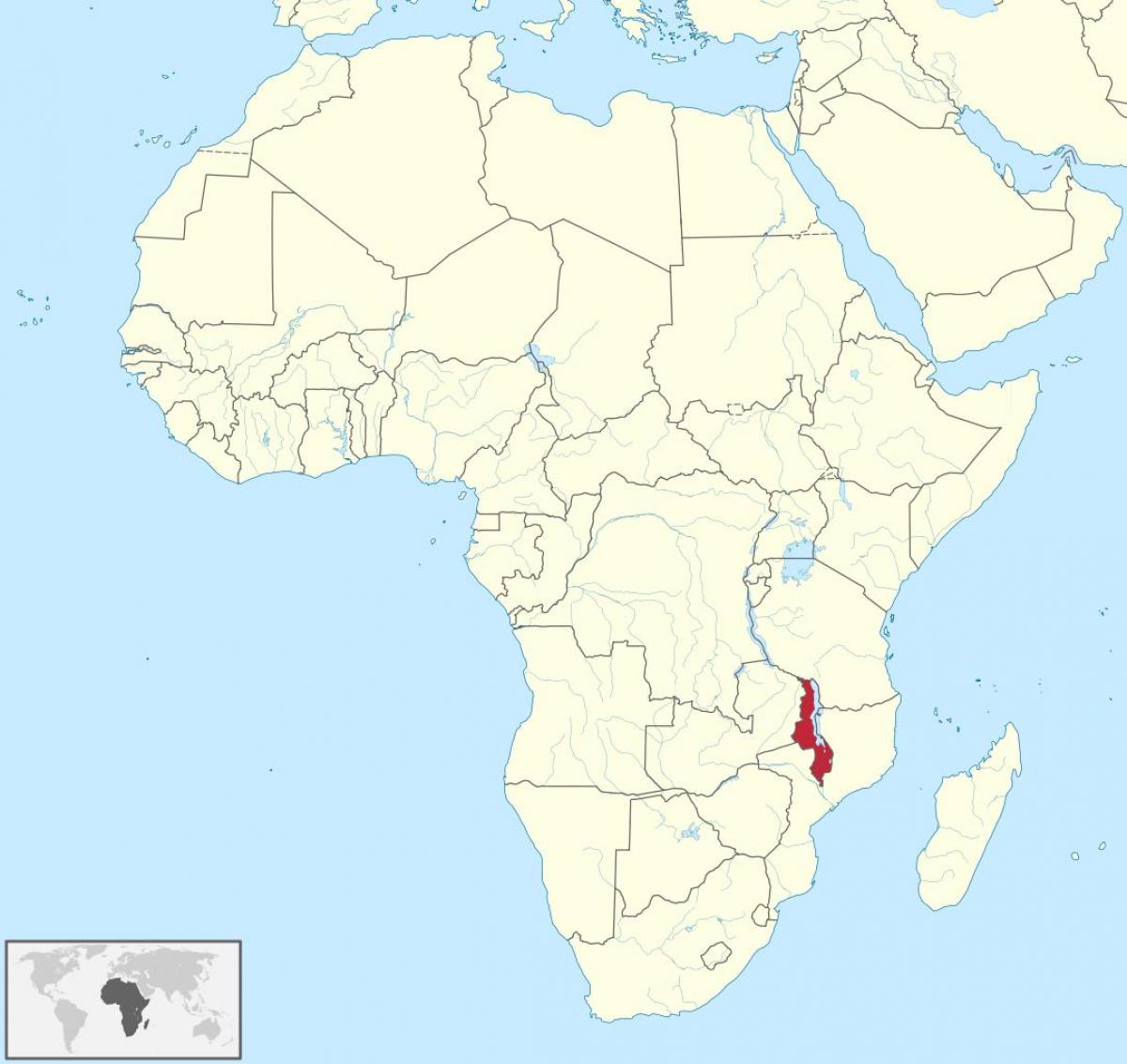karta Afrike, pokazujući Malavi