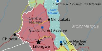 Karta jezero Malavi u Africi