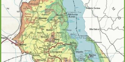 Karta fizička karta Malavi